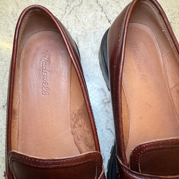 Madewell Woman 9.5 Leather Loafer Brown Bradley Chunky Lug Sole Block Heel Shoe - Picture 11 of 13